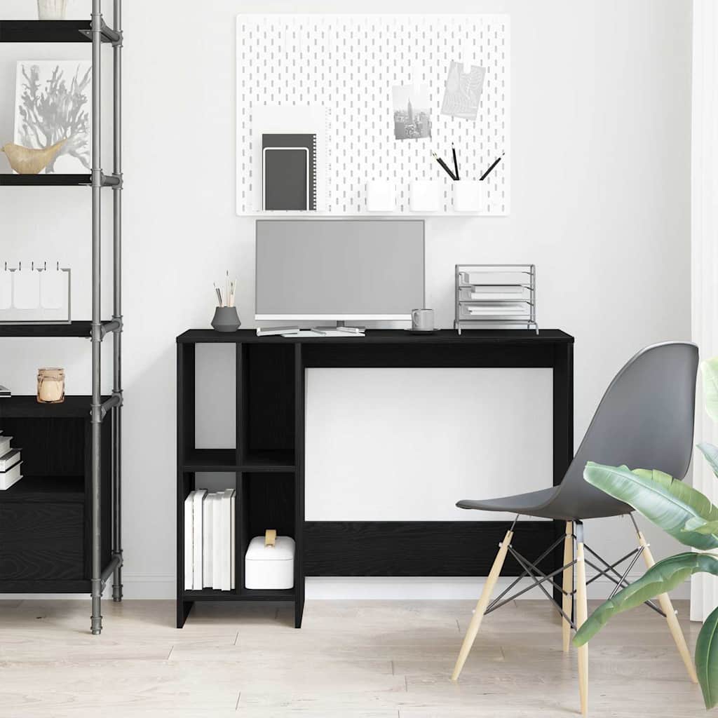 vidaXL Desk with Shelf Black Oak 102.5 x 35 x 75 cm Engineered Wood