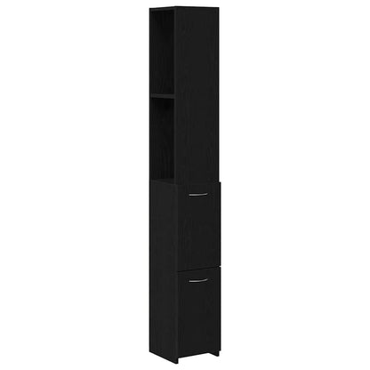 vidaXL Bathroom Cabinet Black Oak 25 x 25 x 170 cm Engineered Wood
