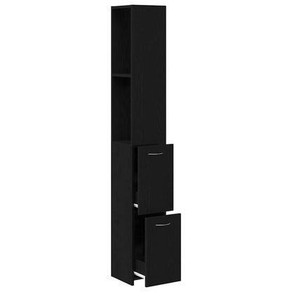 vidaXL Bathroom Cabinet Black Oak 25 x 25 x 170 cm Engineered Wood