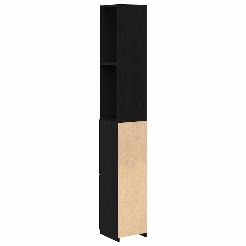 vidaXL Bathroom Cabinet Black Oak 25 x 25 x 170 cm Engineered Wood