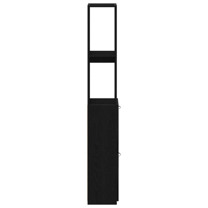 vidaXL Bathroom Cabinet Black Oak 25 x 25 x 170 cm Engineered Wood