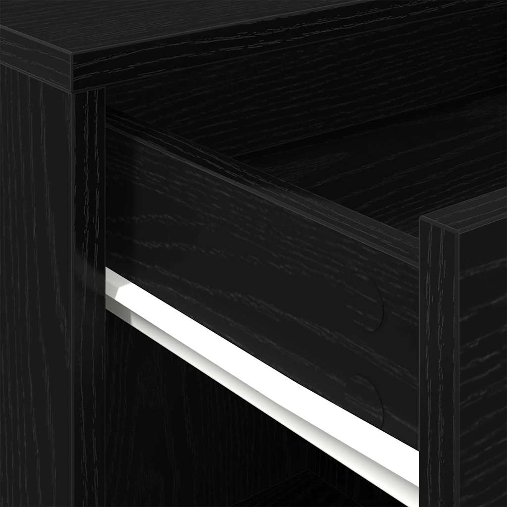 vidaXL Rolling Cabinet Black Oak 45 x 38 x 54 cm Engineered Wood