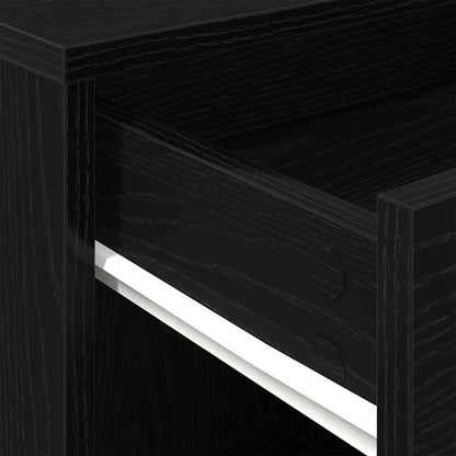 vidaXL Rolling Cabinet Black Oak 45 x 38 x 54 cm Engineered Wood