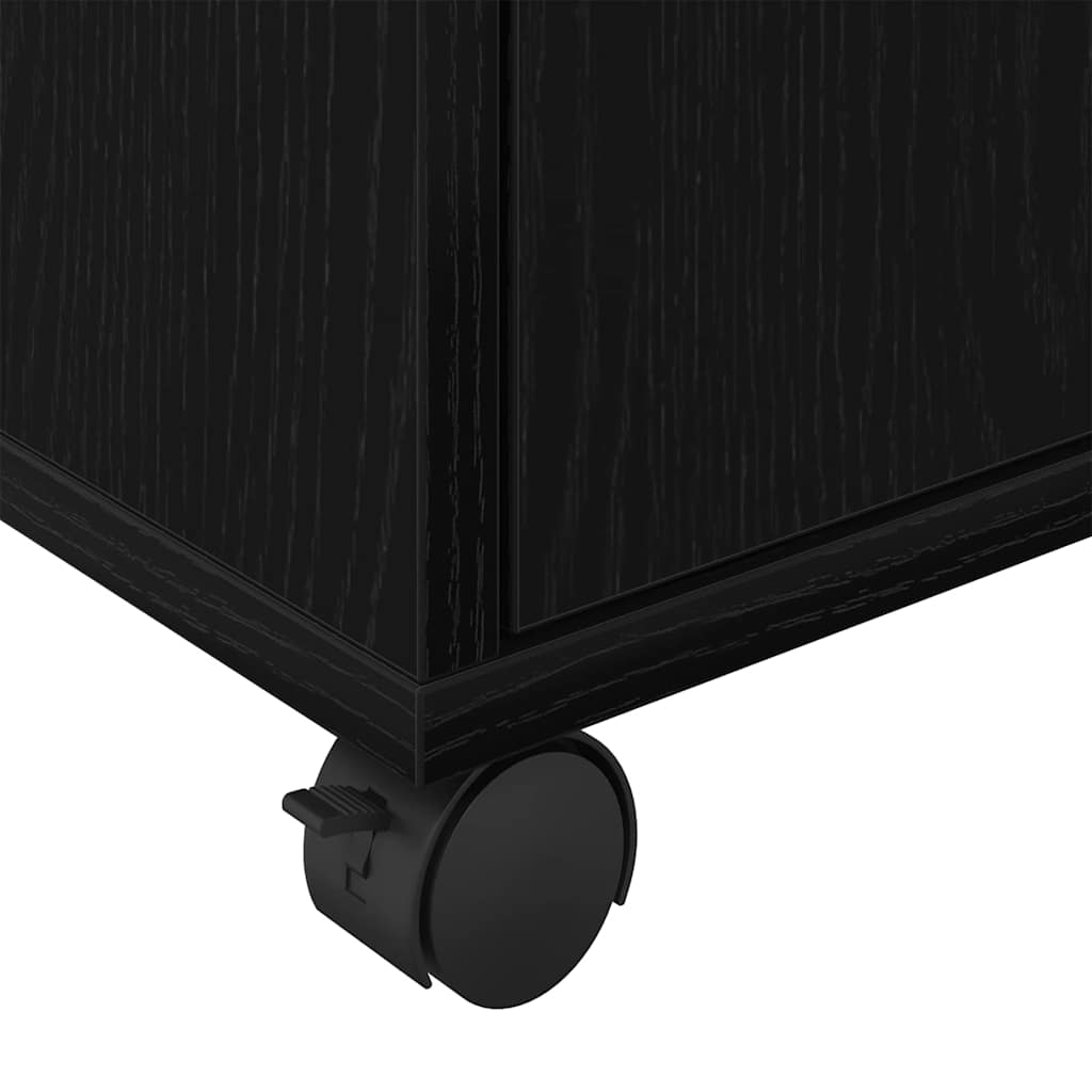 vidaXL Rolling Cabinet Black Oak 45 x 38 x 54 cm Engineered Wood