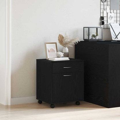vidaXL Rolling Cabinet Black Oak 45 x 38 x 54 cm Engineered Wood