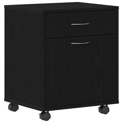 vidaXL Rolling Cabinet Black Oak 45 x 38 x 54 cm Engineered Wood
