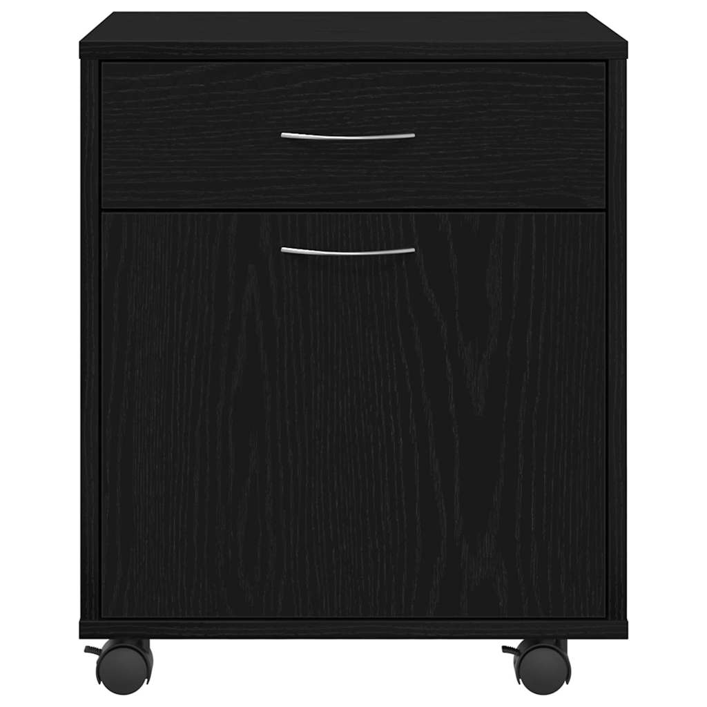 vidaXL Rolling Cabinet Black Oak 45 x 38 x 54 cm Engineered Wood