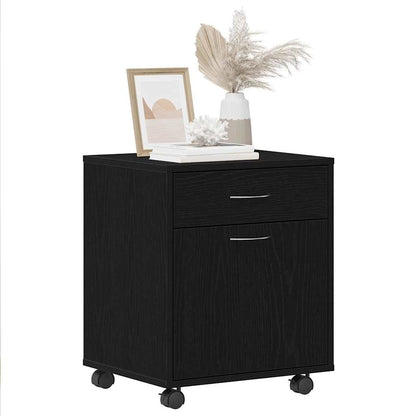 vidaXL Rolling Cabinet Black Oak 45 x 38 x 54 cm Engineered Wood