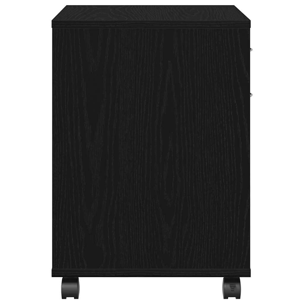 vidaXL Rolling Cabinet Black Oak 45 x 38 x 54 cm Engineered Wood