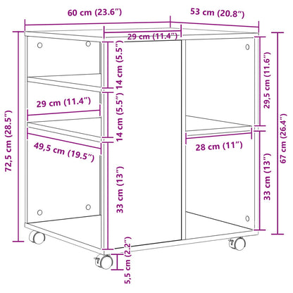 vidaXL Storage Cabinet Black Oak 60 x 53 x 72.5 cm Engineered Wood
