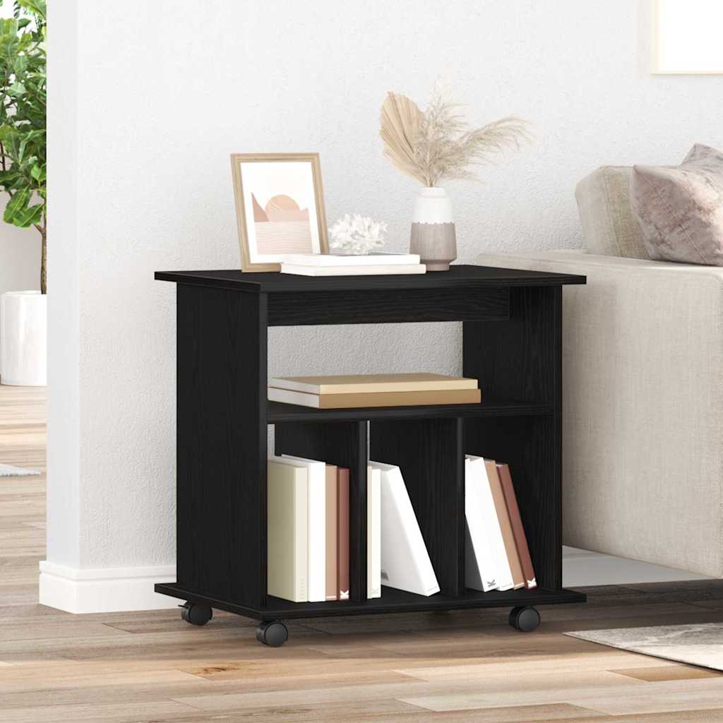 vidaXL Rolling Cabinet Black Oak 60 x 45 x 55 cm Engineered Wood
