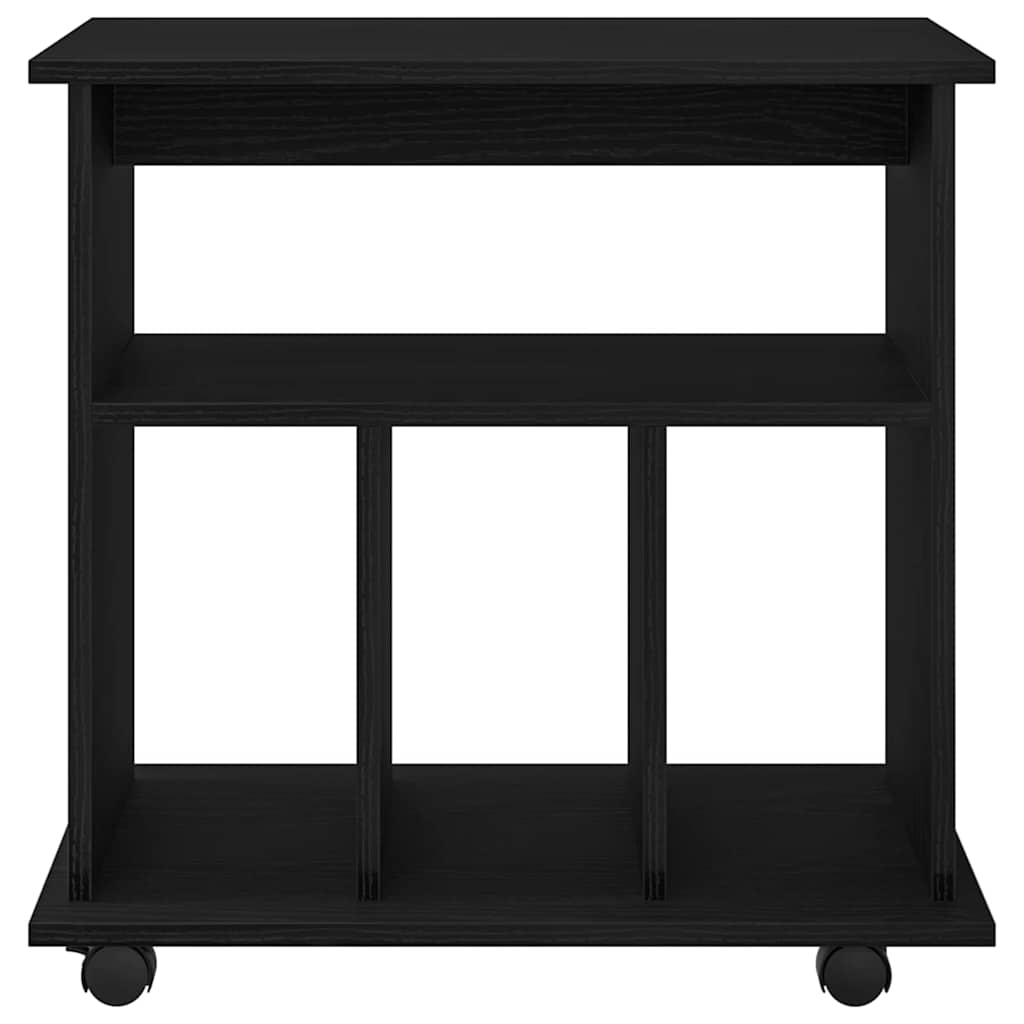 vidaXL Rolling Cabinet Black Oak 60 x 45 x 55 cm Engineered Wood