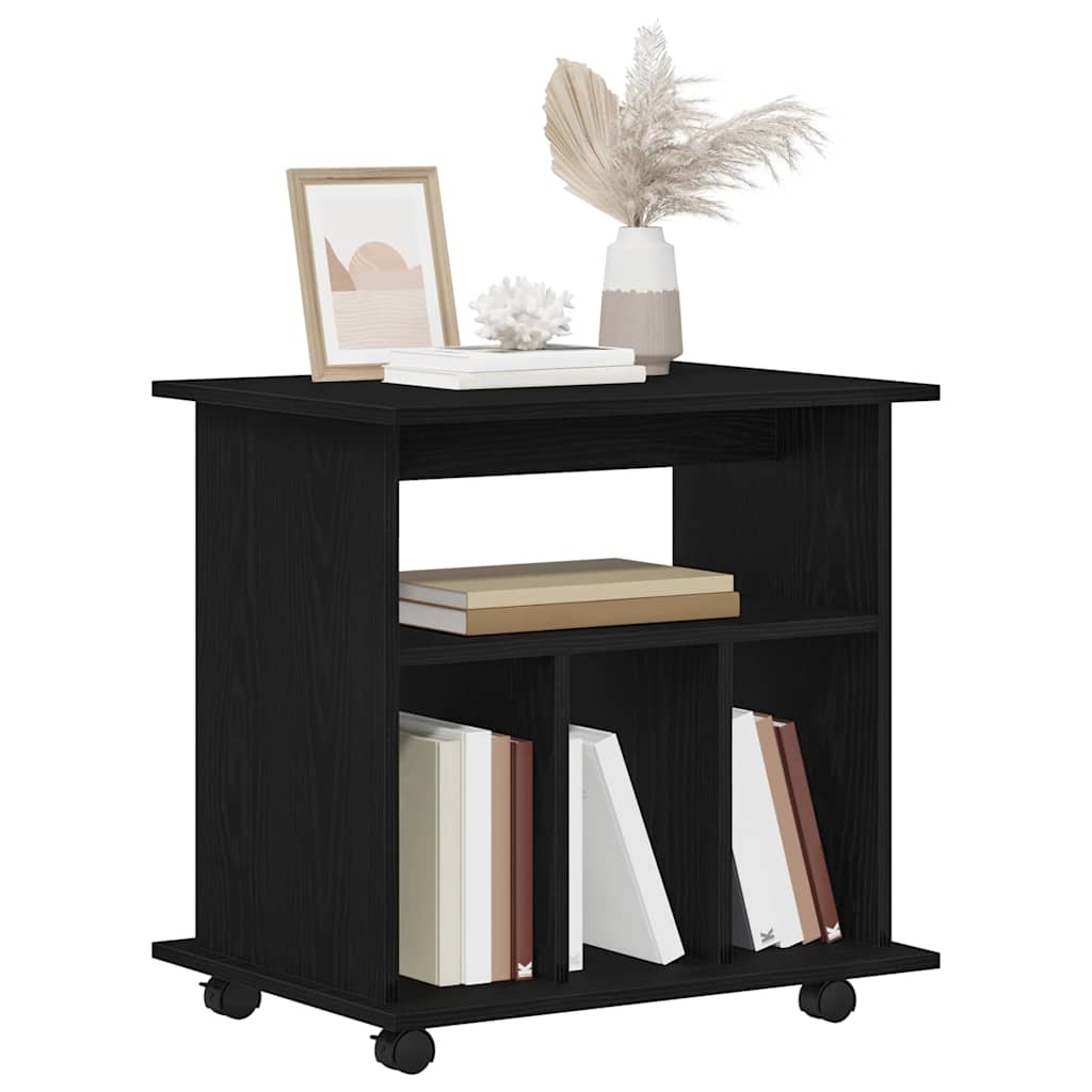 vidaXL Rolling Cabinet Black Oak 60 x 45 x 55 cm Engineered Wood