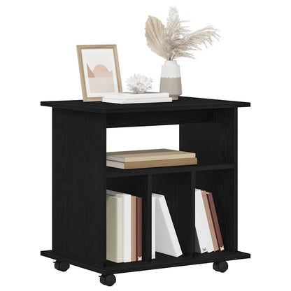 vidaXL Rolling Cabinet Black Oak 60 x 45 x 55 cm Engineered Wood