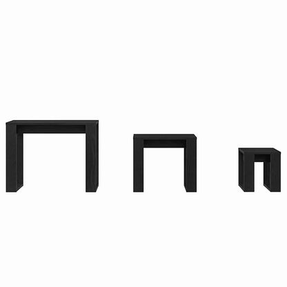vidaXL Nesting Tables 3 pcs Black Oak 61 x 28 x 47 cm Engineered Wood