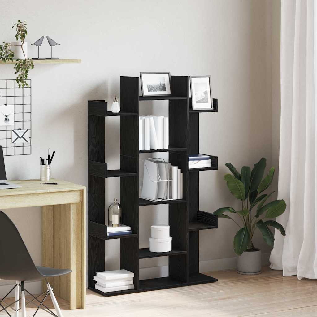 vidaXL Bookcase 13-Tier 86 x 25.5 x 140 cm Engineered Wood Black Oak