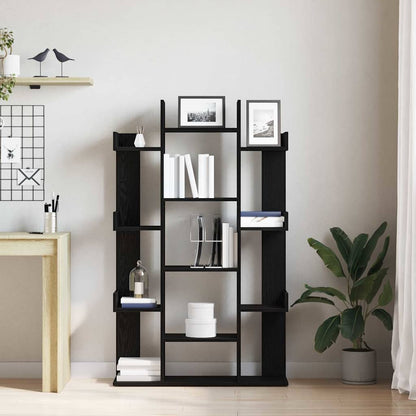 vidaXL Bookcase 13-Tier 86 x 25.5 x 140 cm Engineered Wood Black Oak