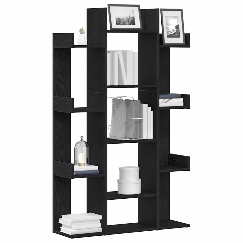 vidaXL Bookcase 13-Tier 86 x 25.5 x 140 cm Engineered Wood Black Oak