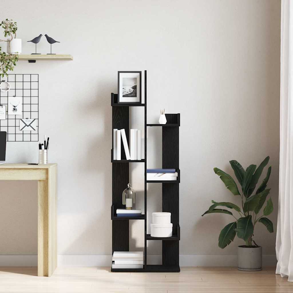 vidaXL Bookcase 8-Tier 48 x 25.5 x 140 cm Engineered Wood Black Oak