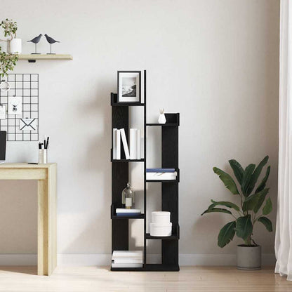 vidaXL Bookcase 8-Tier 48 x 25.5 x 140 cm Engineered Wood Black Oak