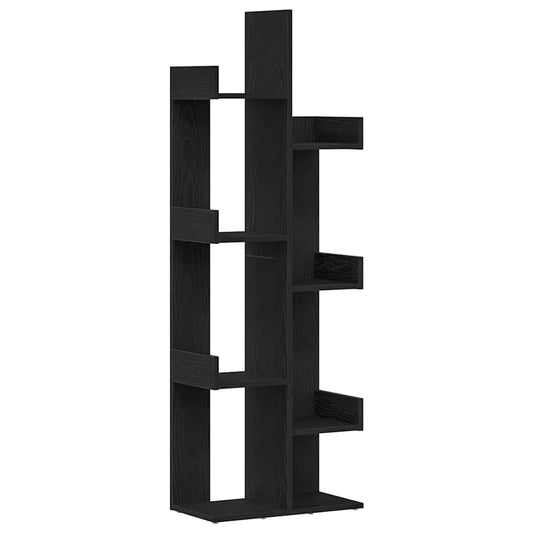vidaXL Bookcase 8-Tier 48 x 25.5 x 140 cm Engineered Wood Black Oak