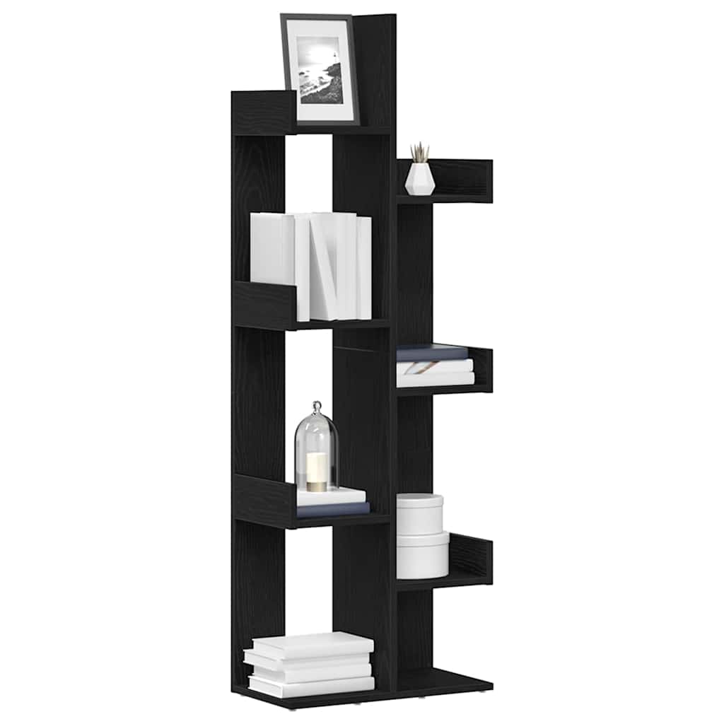 vidaXL Bookcase 8-Tier 48 x 25.5 x 140 cm Engineered Wood Black Oak