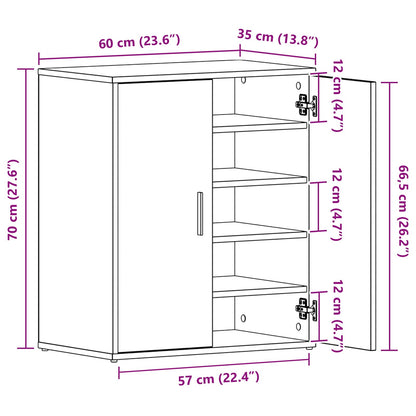 vidaXL Shoe Cabinet 60 x 35 x 70 cm Engineered Wood Black Oak