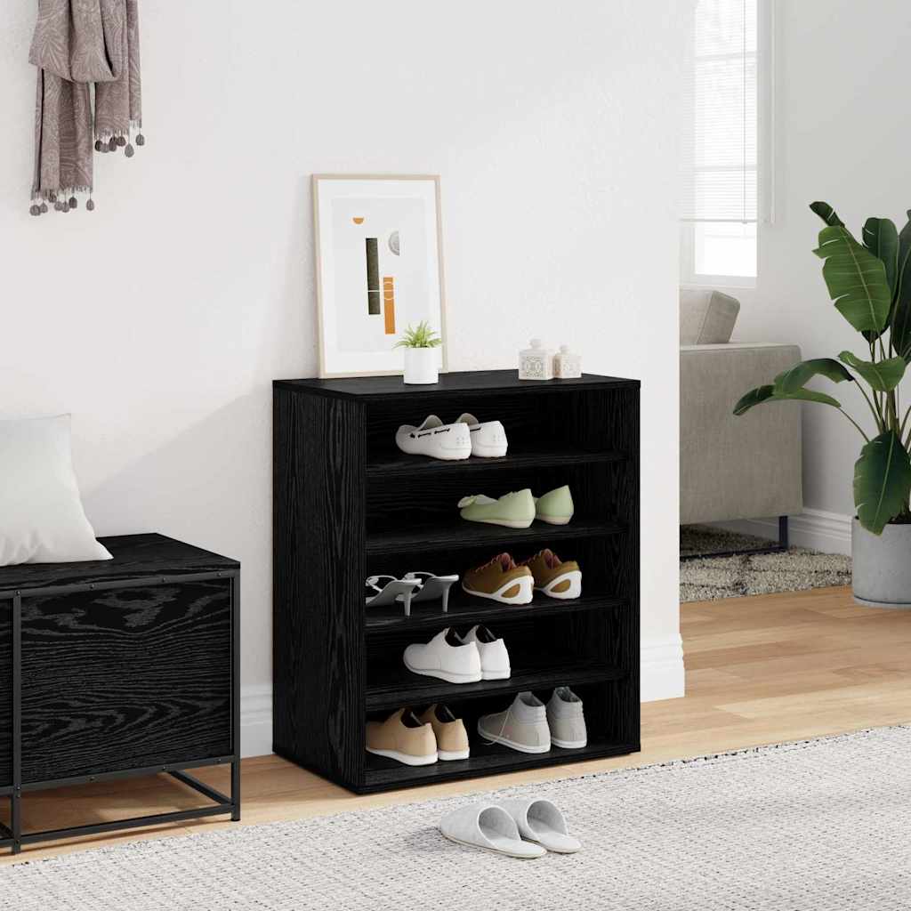 vidaXL Shoe Cabinet 60 x 35 x 70 cm Engineered Wood Black Oak