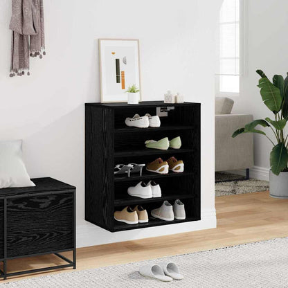 vidaXL Shoe Cabinet 60 x 35 x 70 cm Engineered Wood Black Oak