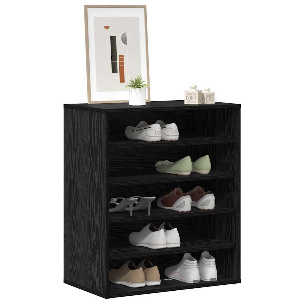 vidaXL Shoe Cabinet 60 x 35 x 70 cm Engineered Wood Black Oak