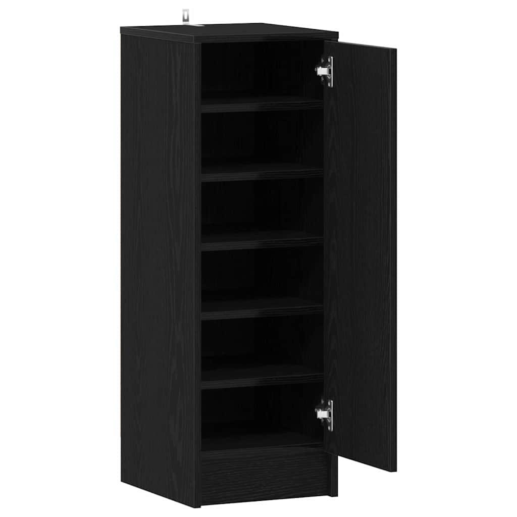 vidaXL Shoe Cabinet 32 x 35 x 92 cm Engineered Wood Black Oak