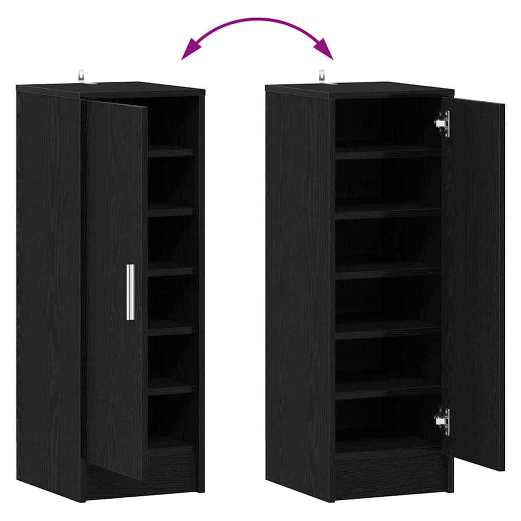vidaXL Shoe Cabinet 32 x 35 x 92 cm Engineered Wood Black Oak