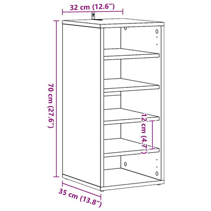 vidaXL Shoe Cabinet Black Oak 32 x 35 x 70 cm Engineered Wood
