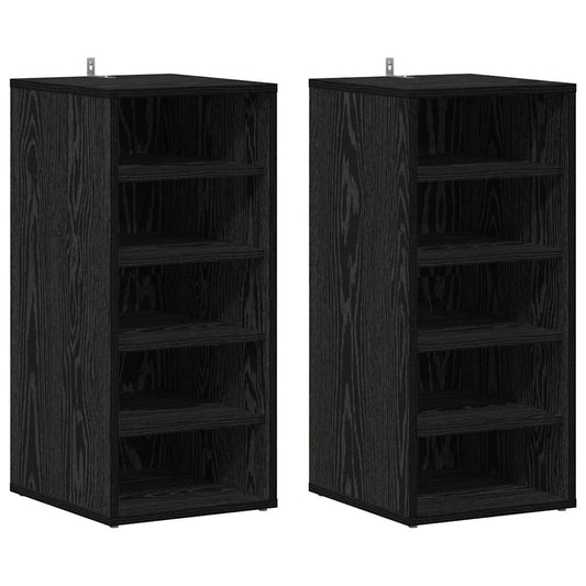 vidaXL Shoe Cabinet 2 pcs 32 x 35 x 70 cm Engineered Wood Black Oak