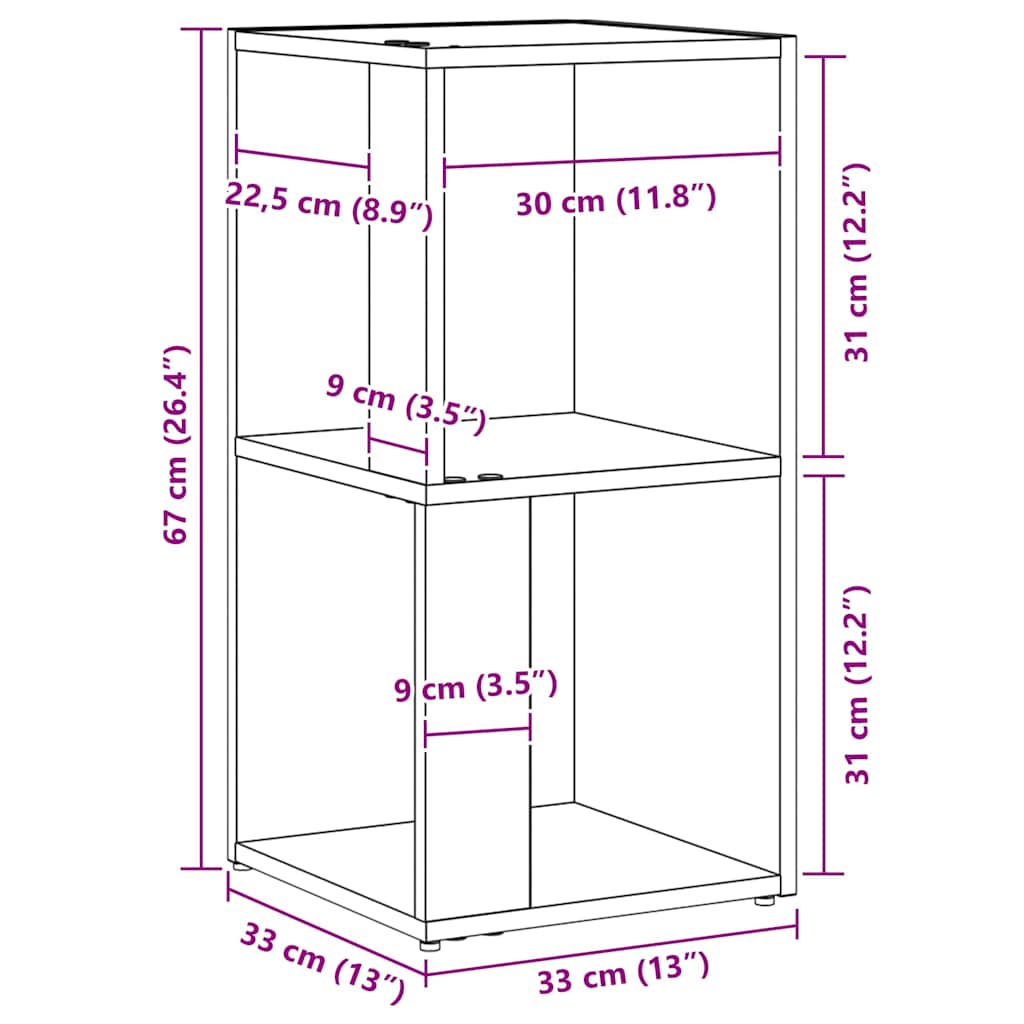 vidaXL Corner Shelves Black Oak 33 x 33 x 67 cm Engineered Wood