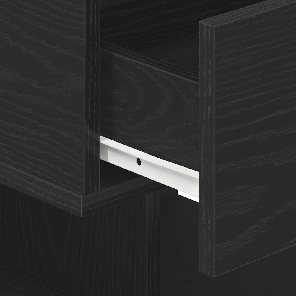 vidaXL Bedside Cabinet Black Oak 40 x 35 x 65 cm Engineered Wood