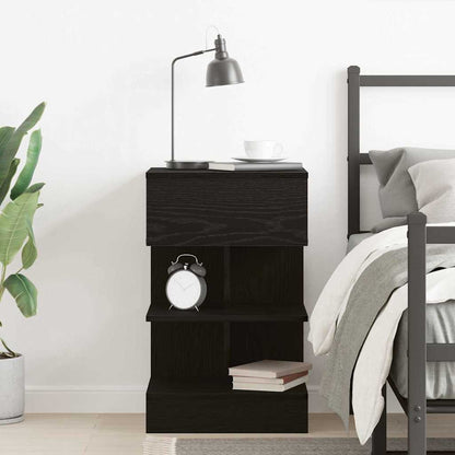 vidaXL Bedside Cabinet Black Oak 40 x 35 x 65 cm Engineered Wood