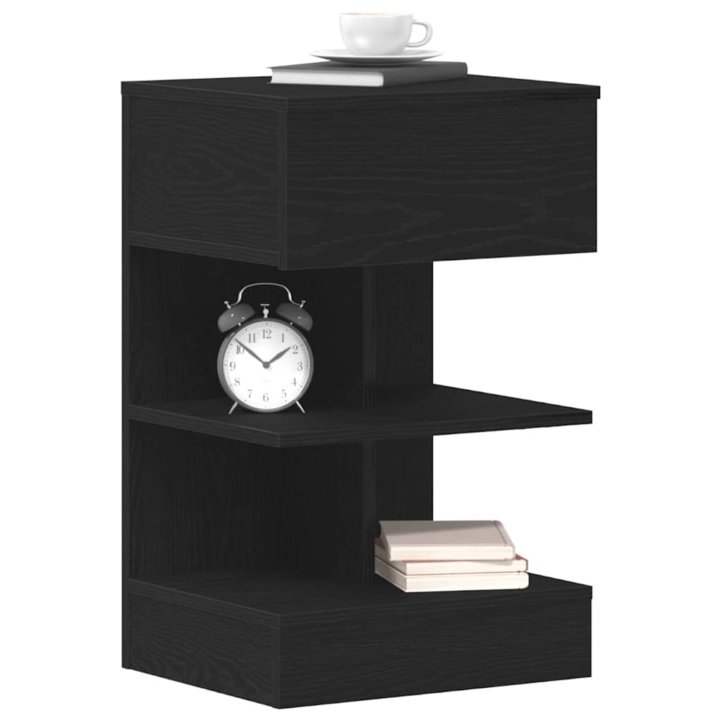 vidaXL Bedside Cabinet Black Oak 40 x 35 x 65 cm Engineered Wood