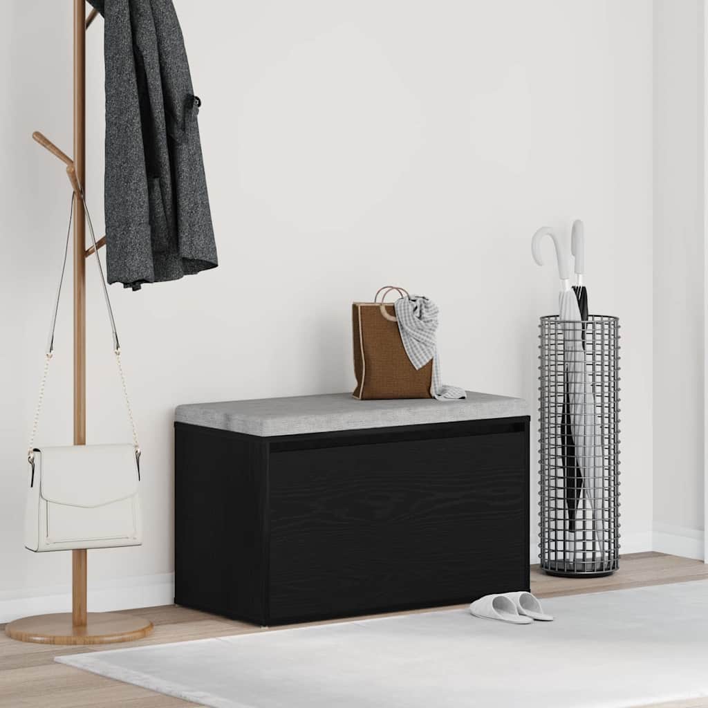 vidaXL Hall Bench Black Oak 80 x 40 x 45 cm Engineered Wood