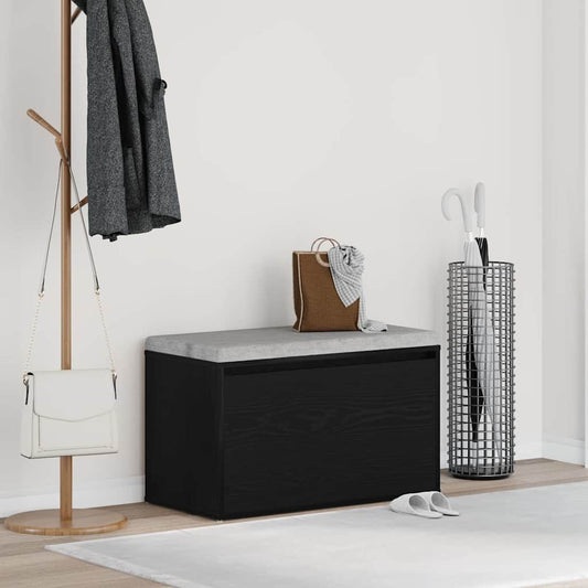 vidaXL Hall Bench Black Oak 80 x 40 x 45 cm Engineered Wood