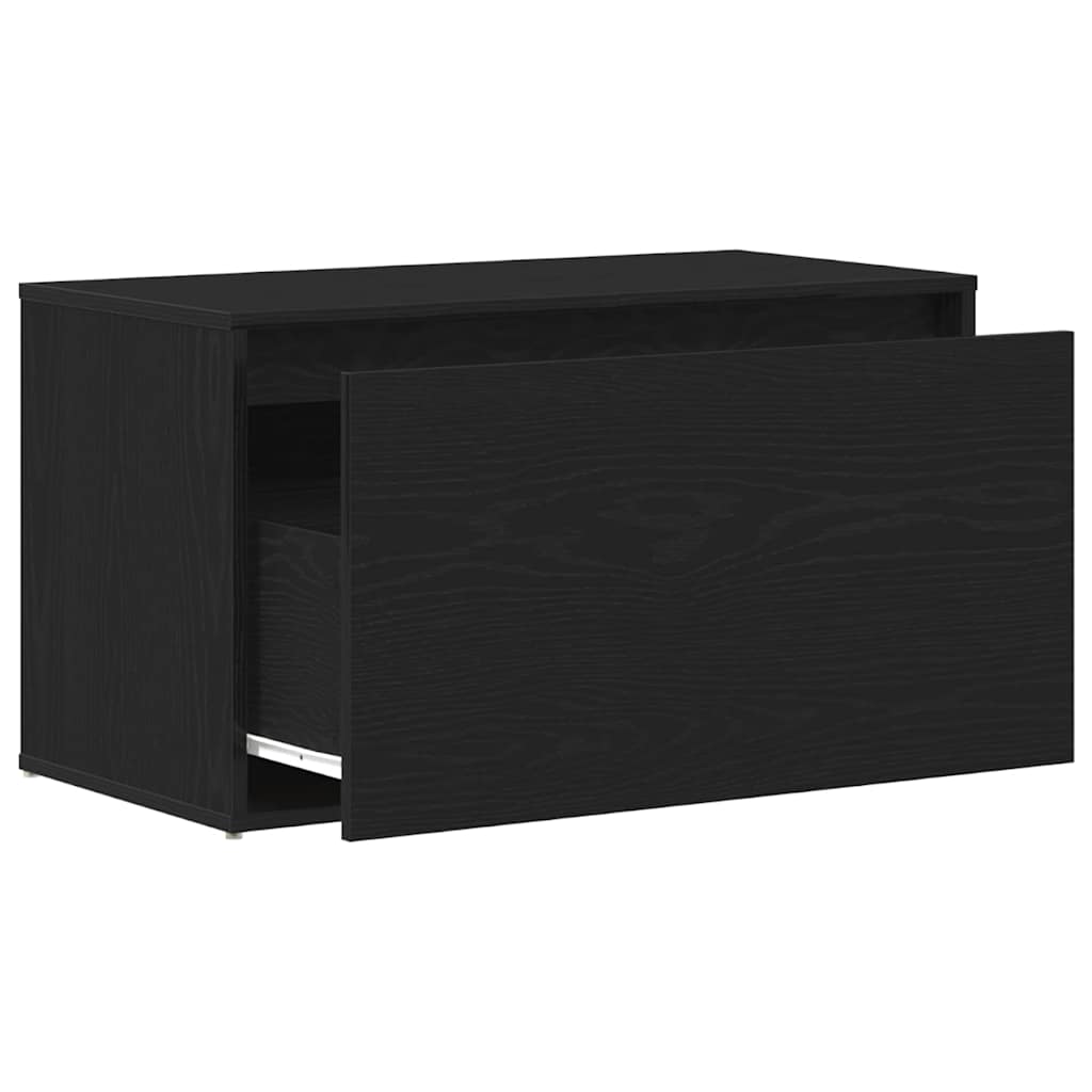 vidaXL Hall Bench Black Oak 80 x 40 x 45 cm Engineered Wood