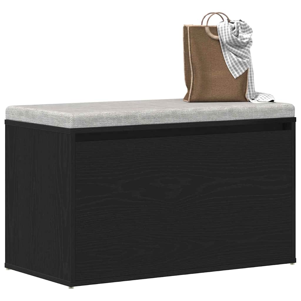 vidaXL Hall Bench Black Oak 80 x 40 x 45 cm Engineered Wood
