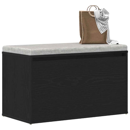vidaXL Hall Bench Black Oak 80 x 40 x 45 cm Engineered Wood