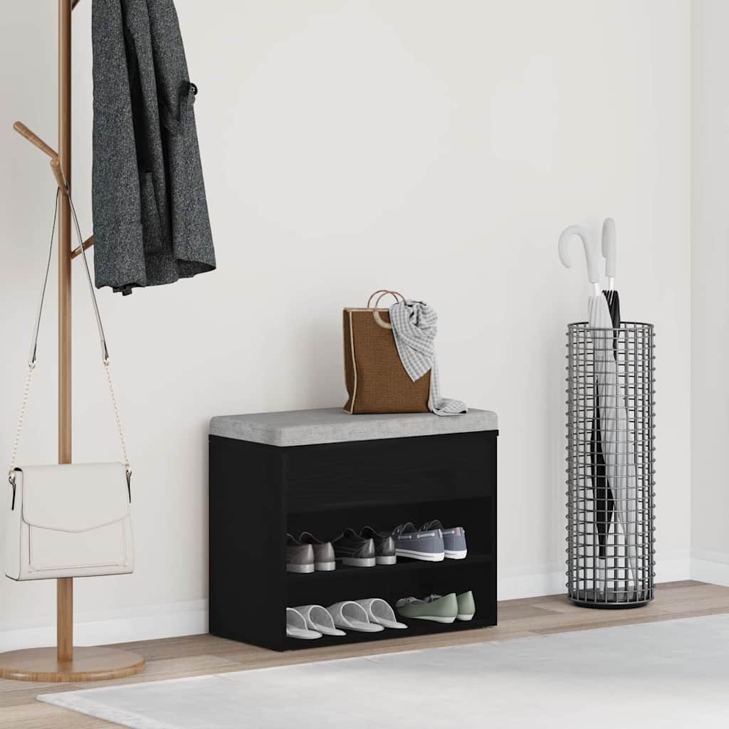 vidaXL Shoe Bench 60 x 30 x 45 cm Engineered Wood Black Oak