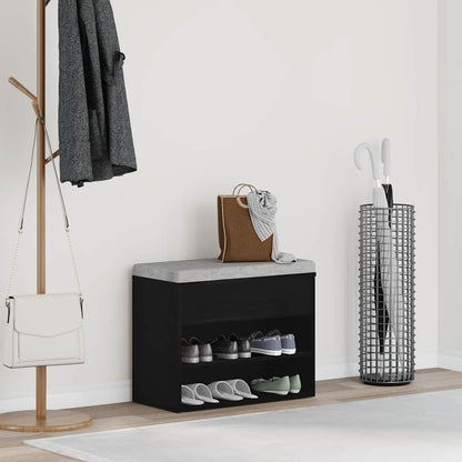 vidaXL Shoe Bench 60 x 30 x 45 cm Engineered Wood Black Oak