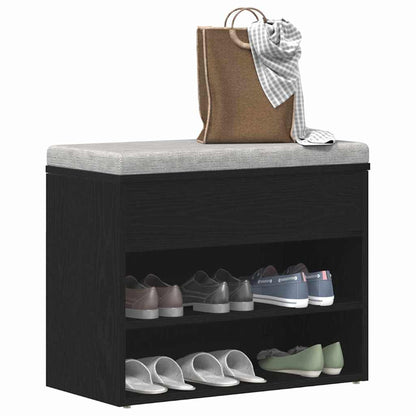 vidaXL Shoe Bench 60 x 30 x 45 cm Engineered Wood Black Oak