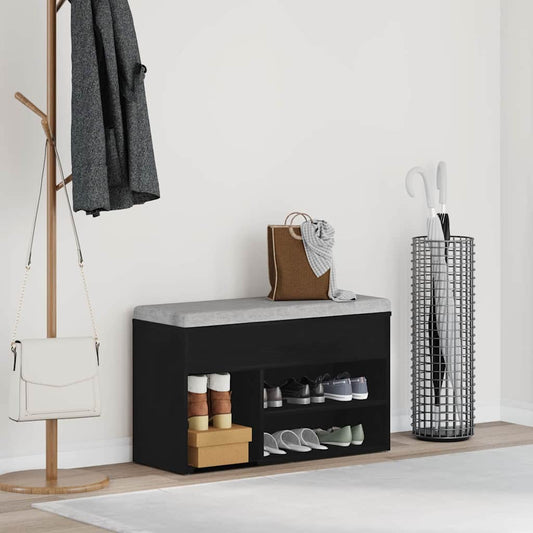 vidaXL Shoe Bench 80 x 30 x 45 cm Engineered Wood Black Oak
