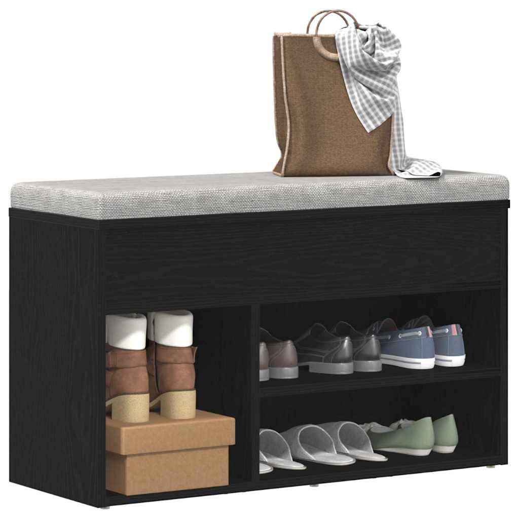vidaXL Shoe Bench 80 x 30 x 45 cm Engineered Wood Black Oak