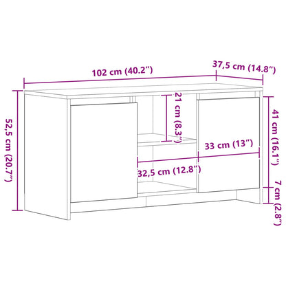 vidaXL TV Cabinet 102 x 37.5 x 52.5 cm Black Oak Engineered Wood