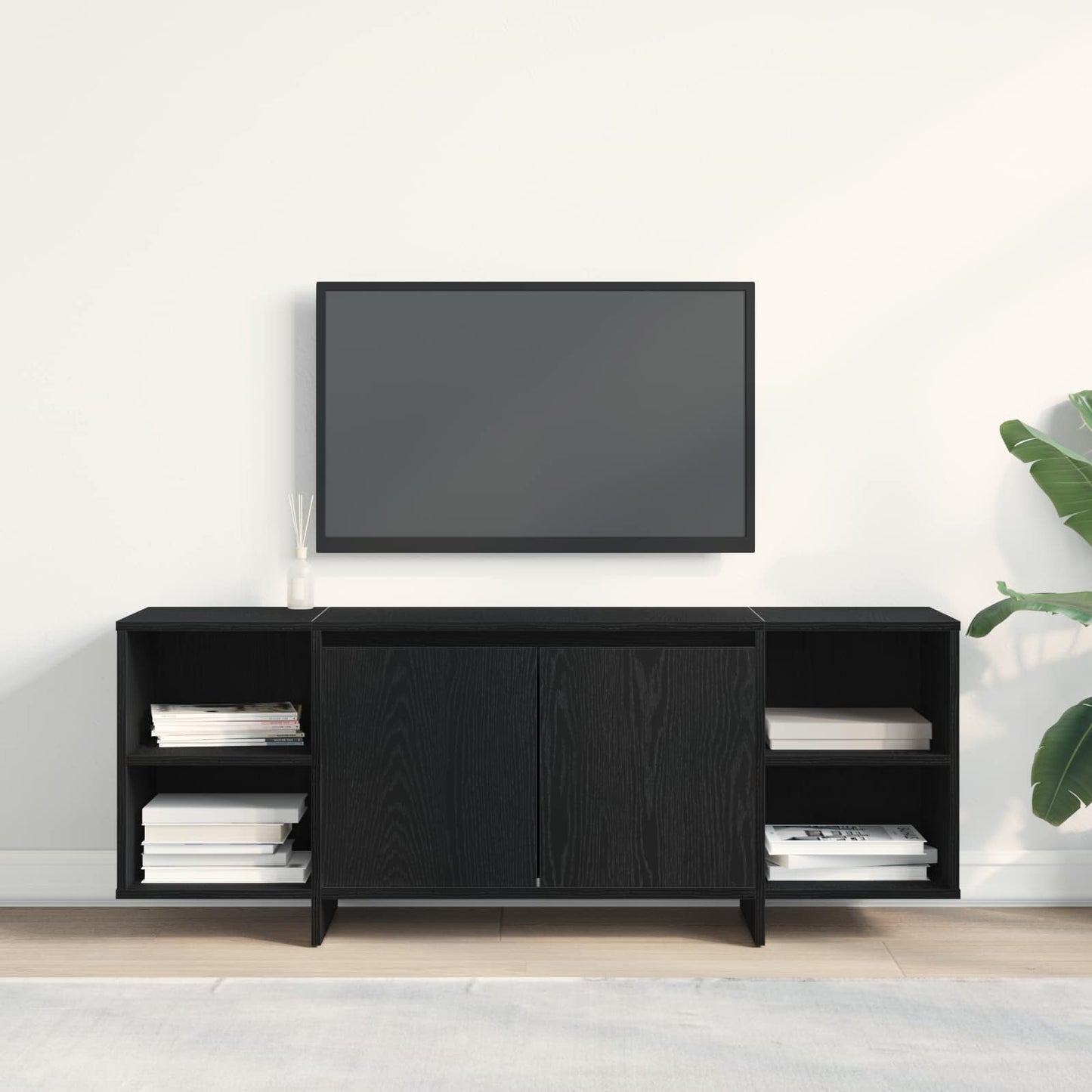 vidaXL TV Cabinet 130 x 35 x 50 cm Black Oak Engineered Wood